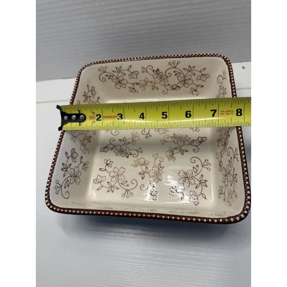 Temp-tations by Tara Brown Floral Lace Ovenware Square Dish with Metal Rack